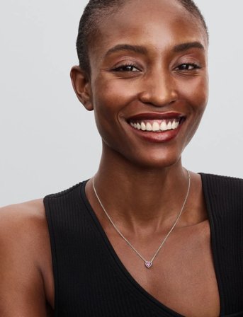 Pandora Heart Sterling Silver Collier With Fancy Pink And Clear Cubic Zirconia - Pink - 45 CM