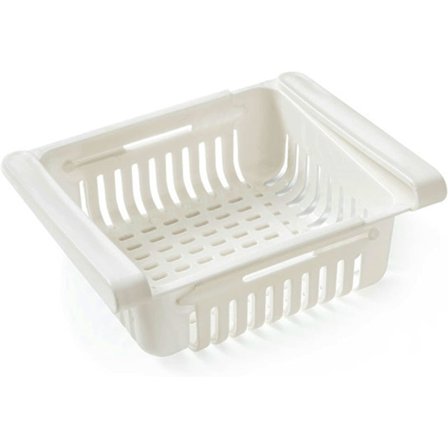 Uttrekkbar oppbevaringsboks for kjøleskap med organiseringsskuff, uttrekkbar kjøkken- og kjøleskapsoppbevaring, egnet for de fleste kjøleskap, for 