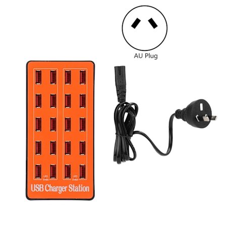 USB-opladningsstation 20-port vægstrøms hurtig smart oplader til flere enheder 100-240VAU-stik