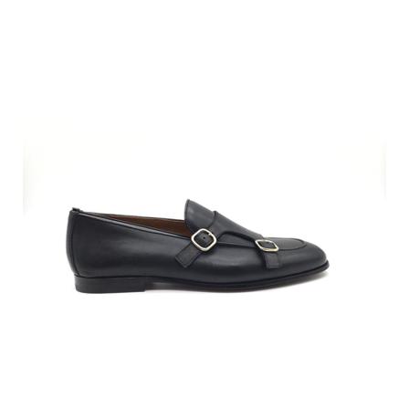 Doucal's, Double Leather Buckle Zwart, Heren, Maat:43 EU