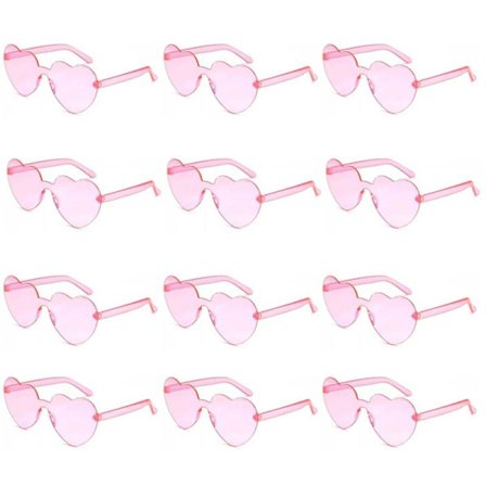 12 par hjerteformede solbriller til kvinder, rammeløse hjertebriller, solbriller til polterabend, fantastiske valentinsdagsgaver