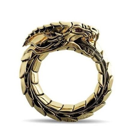 Unisex Vintage Silver/guld Drakar Carvad Ring Etnisk Stil Justerbar En Storlek