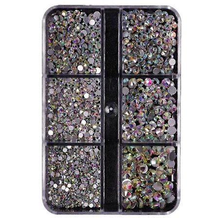 Flatback Rhinestones i blandet størrelse, Non Hotfix Runde Krystallsteiner Glassperler For Ansikt Neglekunst Klær Sko Vesker Bling Pynt