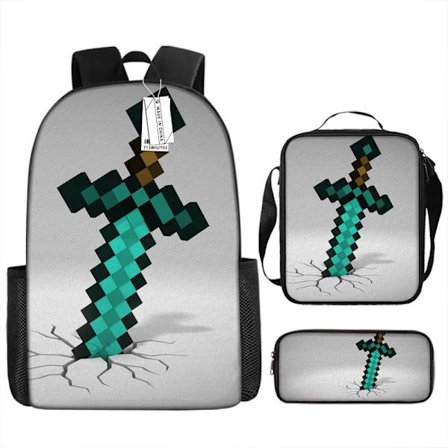 MINECRAFT Skolesekk My World Spilltilbehør Ryggsekk Tredelt Sett
