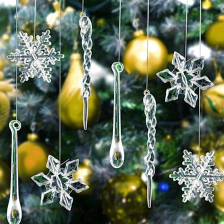 41 kpl Joulukuusen Ripustuskoristeita, Koristellut Joulukuusi, Akryyli Joulukuusen Koriste, Joulukuusen Koristeet Ripustuvat Ripustimet, Lumihiutale