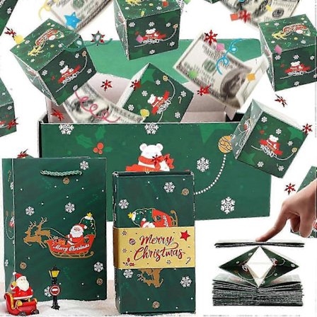 Juleoverraskelse Gaveeske Eksplosjon for Penger, DIY Pop Ut Brettbar Sprettende Eksplosjons Gaveeske for Kvinner Menn Barn