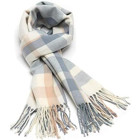 Dames Mode Tartan Blød Halstørklæde - Powder Blue Vinter Kvinder Varm