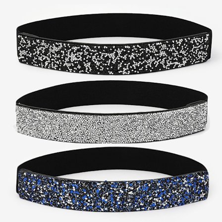 3 stk Rhinestone-besatt Full Diamond Elastisk Belte Flash Di
