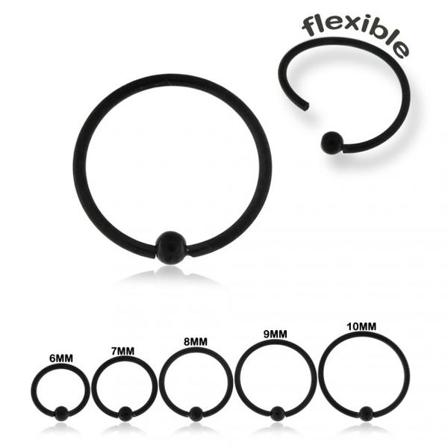 Flexibel Bcr Piercing I Svart Ip Pläterad 316l Kirurgiskt Stål 6 Mm Svart