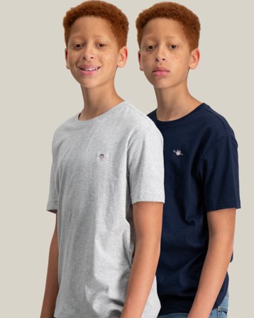 GANT C-NECK T-SHIRT 2-PACK Grå T-skjorter Gutt - Kids Brand Store