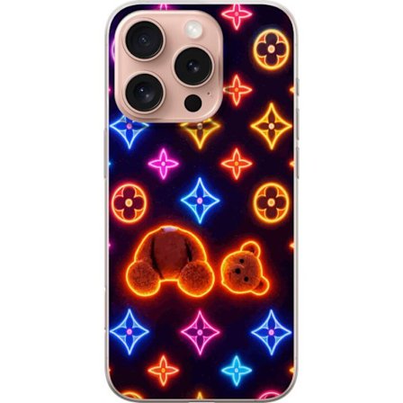 Yhteensopiva Puhelinkuori Apple Apple iPhone 16 Pro Neonvärisellä ylellisellä kuviolla, jossa hehkuvia nalleja pop-taide-esteetiikassa