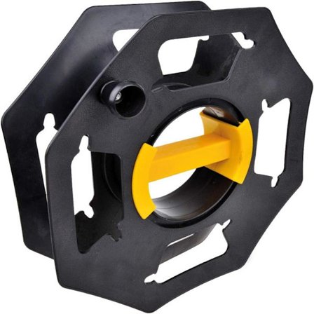 Kabeltrommel for campingvogn, manuell, tom, for camping og husholdning, opptil 25 m kabel, plast, svart og gul