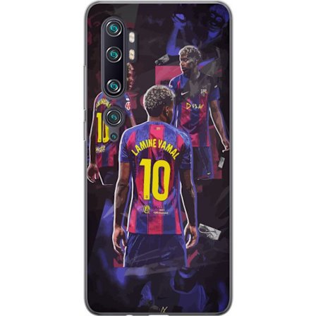 Kompatibelt Gjennomsiktig deksel til Xiaomi Mi Note 10 Pro Lamine Yamal i Barcelona-kollage med trøye nummer 10, kraftige poseringer, kontrastfarger