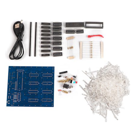 DIY 8x8x8 3D LED Cube Lyskit med Blå Ray