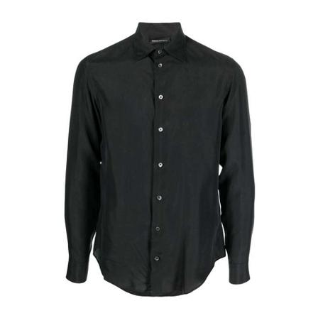 Emporio Armani, Casual Shirts Zwart, Heren, Maat:XS