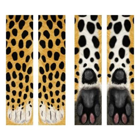 3 par Trendiga Realistiska 3D Barn Herr Damstrumpor Djurfot Hovstrumpor Cheetah Children
