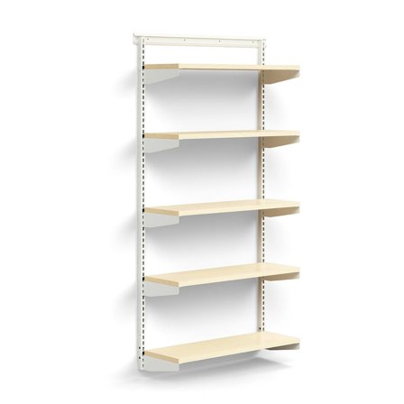 Wall shelving RELY, basic unit, laminate shelves, 1800x900x300 mm, white/birch