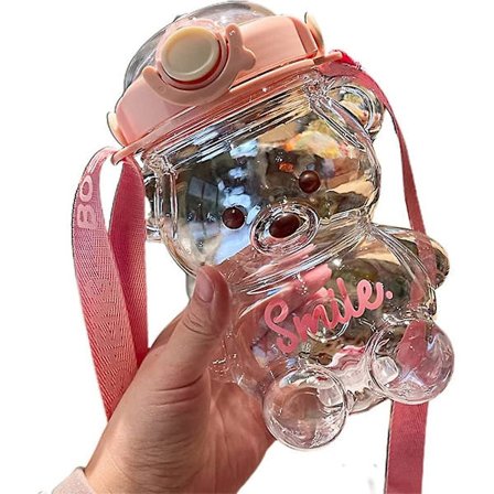 Kawaii Bjørn Formet Vannflaske Stor Kawaii Bjørn Formet Vannflaske Med Sugerør og Stropp Vannflaske med Sugerør og Stropp