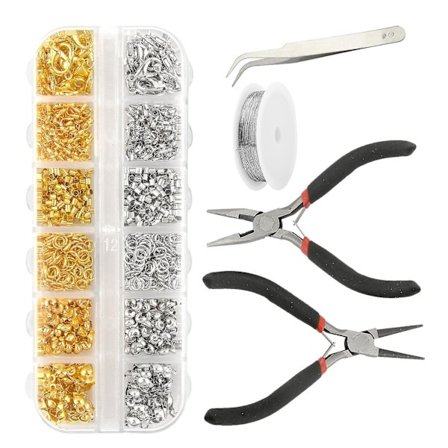 1204 st Hoppring Crimpning Tänger Silver Guld Crimp Bead Kit Hummerlås Rör