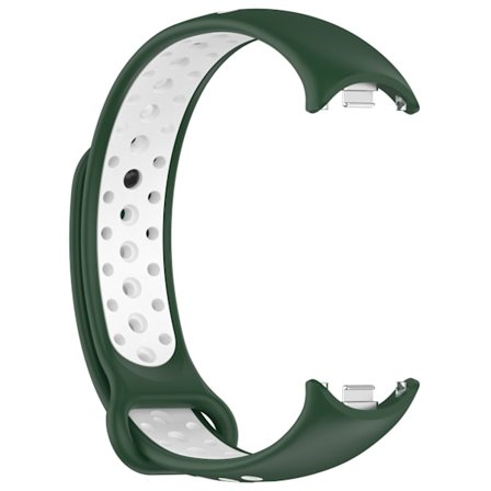 Armband för Xiaomi Smart Band 8/9/10, tvåfärgat TPU-ersättningsarmband (mörkgrönt och vitt)