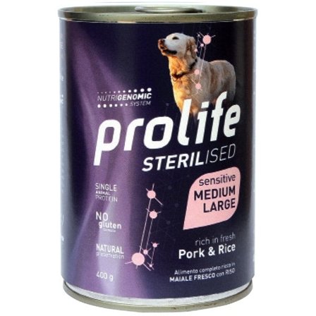 Prolife Sterilised Maiale Fresco Con Riso Cibo Umido Per Cani