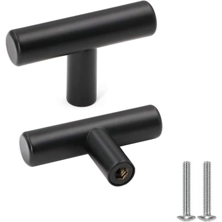 Skap knotter, 10 stk svart rustfritt stål skapdørhåndtak