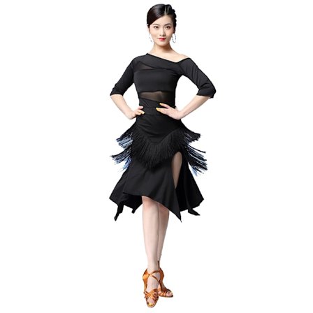 Naisten Latin Salsa Ballroom-tanssimekko Seksikäs Yläosa ja Sivuhaara Fringe-tanssihame