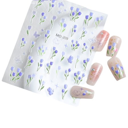 3D-nageldekaler med tulpaner model 1