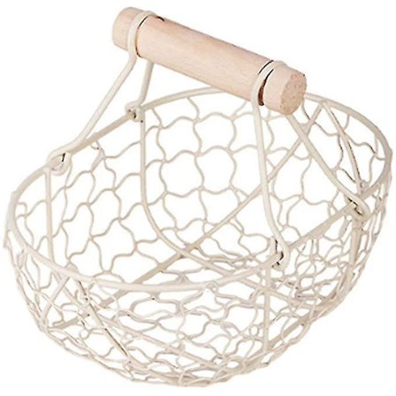 Ægkurv Lille Metal Opbevaringsholder Træhåndtag