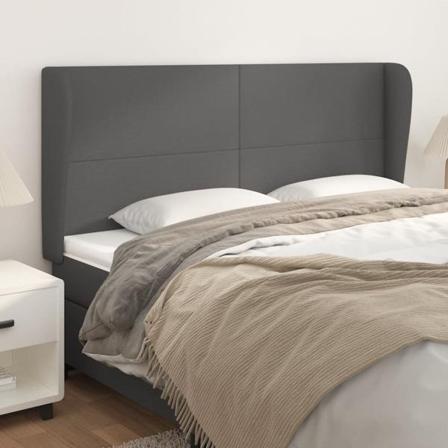 Vidaxl Huvudgavel Med Kanter Grå 183x23x118/128 Cm Konstläder