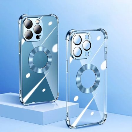 Plätering genomskinligt case kompatibelt med Iphone 14 Pro Max/14 Pro, Tpu fyra hörn Stötsäkert cover med linsskydd Blue For iPhone 14 Pro Max