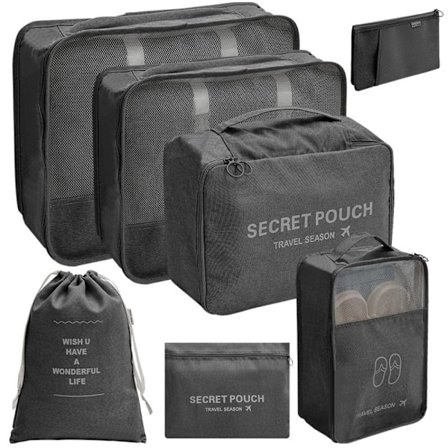 Komprimerbare pakkekuber Vanntett oppbevaringspose SVART