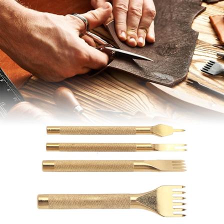 4 st läderstansar i rombform, 4 mm, rostfritt stål, halkfritt handtag, hög skärpa, rombformad lädermejsel för läder