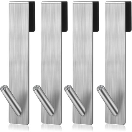 4-pakning dørkroker Dusjkroker i rustfritt stål uten boring Håndklehenger Dørkleskrok Bad (sølv)