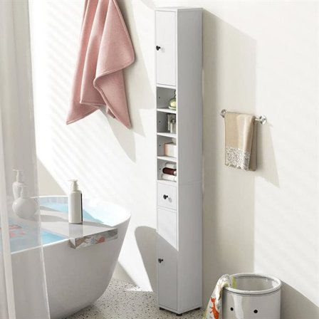 Baderomsskap med skuff og justerbare hyller - Hvit