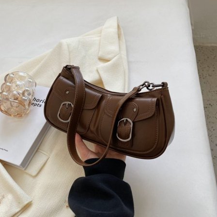 Nahkainen olkalaukku Uusi PU-nahkalaukku COFFEE