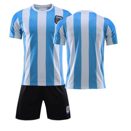 1986 Retro Argentina Hjemme No. 10 Maradona Fotballdraktsett med Sokker No number in 1986 #2XL
