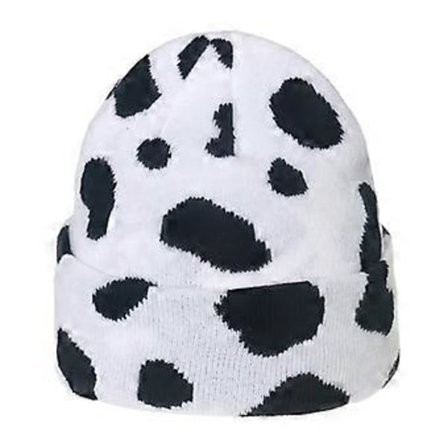 Casual Enkel Strikket Hue Moderigtig Tyk Varm Zebra Ko Leopard Print Strikkehue Efterår Vinter til Mænd Kvinder Køer (Køer)