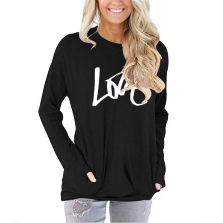 Kvinnors T-shirt Printed Casual Lös Långärmad Tunikatopp