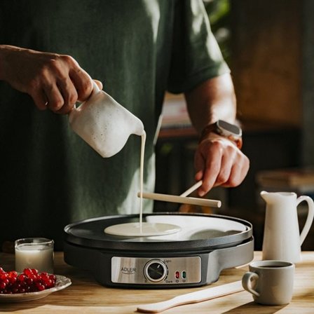 2-i-1 elektrisk crêpemaskin 30 cm med dubbelsidig platta 1600 W