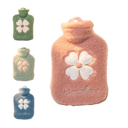 Varmtvannsflaske Tegneserie Plysj Bærbar Mini 1000ML - Rosa pink