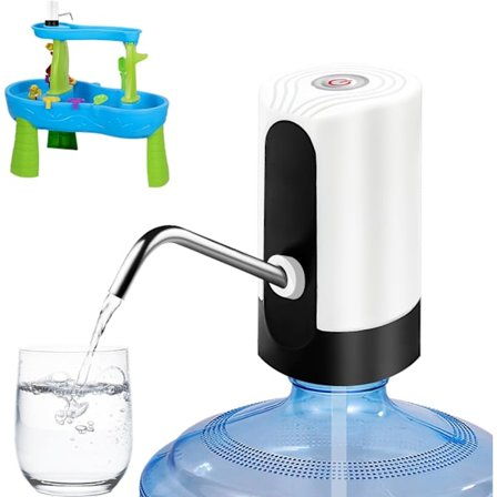 Vann Dispense for 5 Gallon Flaske, Portabilitet Elektrisk Vannpumpe med USB Datakabel, Hvit Automatisk Drikkevannsflaske Pumpe