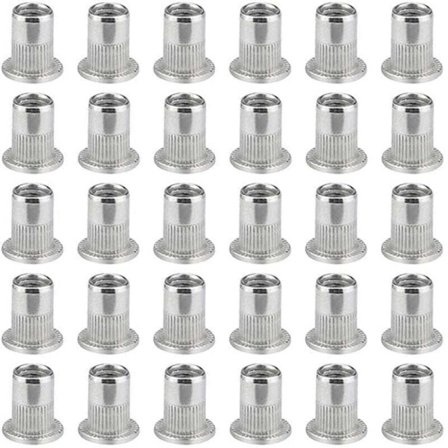 100 kpl M6 litteäkantaisia niittimuttereita, ruostumattomasta teräksestä valmistettuja niittimuttereita, litteäkantainen kierreholkki, M6 