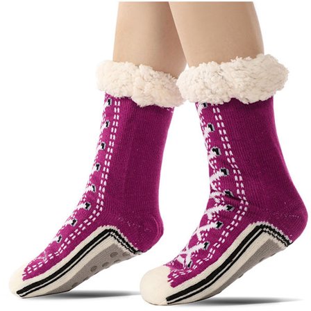 Gulvsokker, varme vintersokker, innesokker, peiskosetøfler, varme sklisikre hussokker voksne, sklisikre tøfler, tykke plysjsokker, hjemmesokker