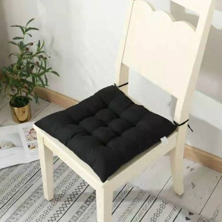 4-delt sæt bløde stolehynder, stolehynder med bånd, stolehynder til haveterrasse køkken spisestue (40x40cm) sort-KK-(FQ)