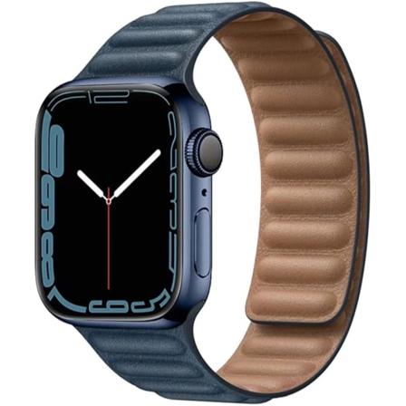 Kompatibel med Apple Watch 7-rem 8 magnetiskt läder 44mm 45mm, läderband, med magnetiskt stängningssystem