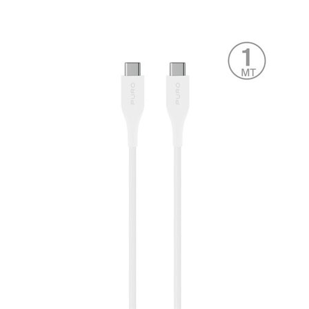 Puro Plain USB-C - USB-C 2A 1 m kabel - hvit