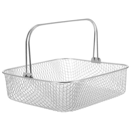 Fyrkantig Air Fryer Korg Air Fryer Metallkorg Air Fry Bakningskorg med Handtag