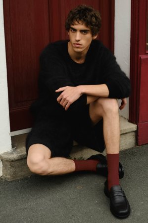 Soft Goat - Men's Brushed Crewneck - Kashmirtröja herr - L - Black