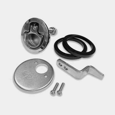 Deck fitting Roca, Ø76 mm, spring-loaded, acid-resistant stainless steel AISI 316